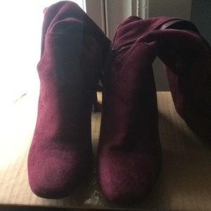 Burgundy knee-high boots